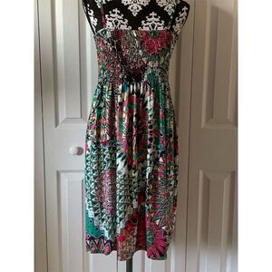 India Women's Bohemian Sleeveless Midi Dress‎ Multicolor M